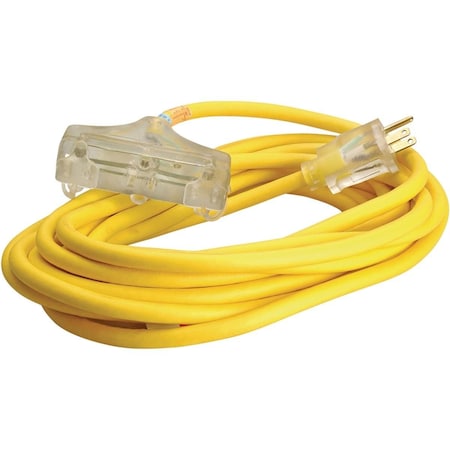 Southwire SJEOW Extension Cord, 12 AWG, Outdoor, 12/3, 3 Outlets, 5-15R, Yellow, TPE, 5-15P, 25 ft 3487SW0002
